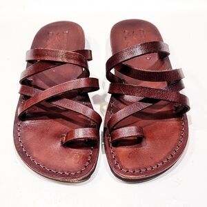 Camel Sandals Womens size 37 US 5.5-6 Handmade Leather Holy Land Bethlehem Style